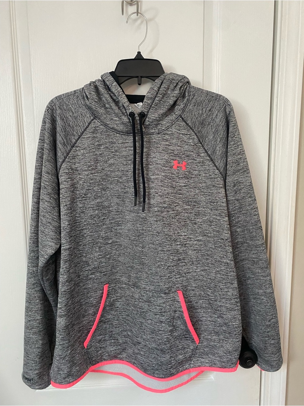Under Armour Women's Heather Gray Pullover Hoodie with Pink Accents